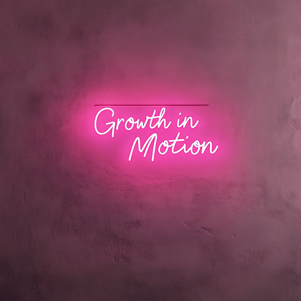 "Growth in Motion" - Pink Neon Sign, 24 Inches