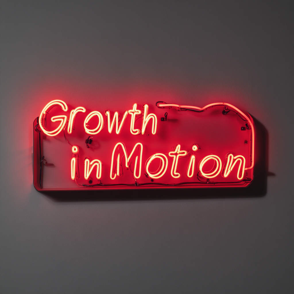"Growth in Motion" - Red Neon Sign, 24 Inches