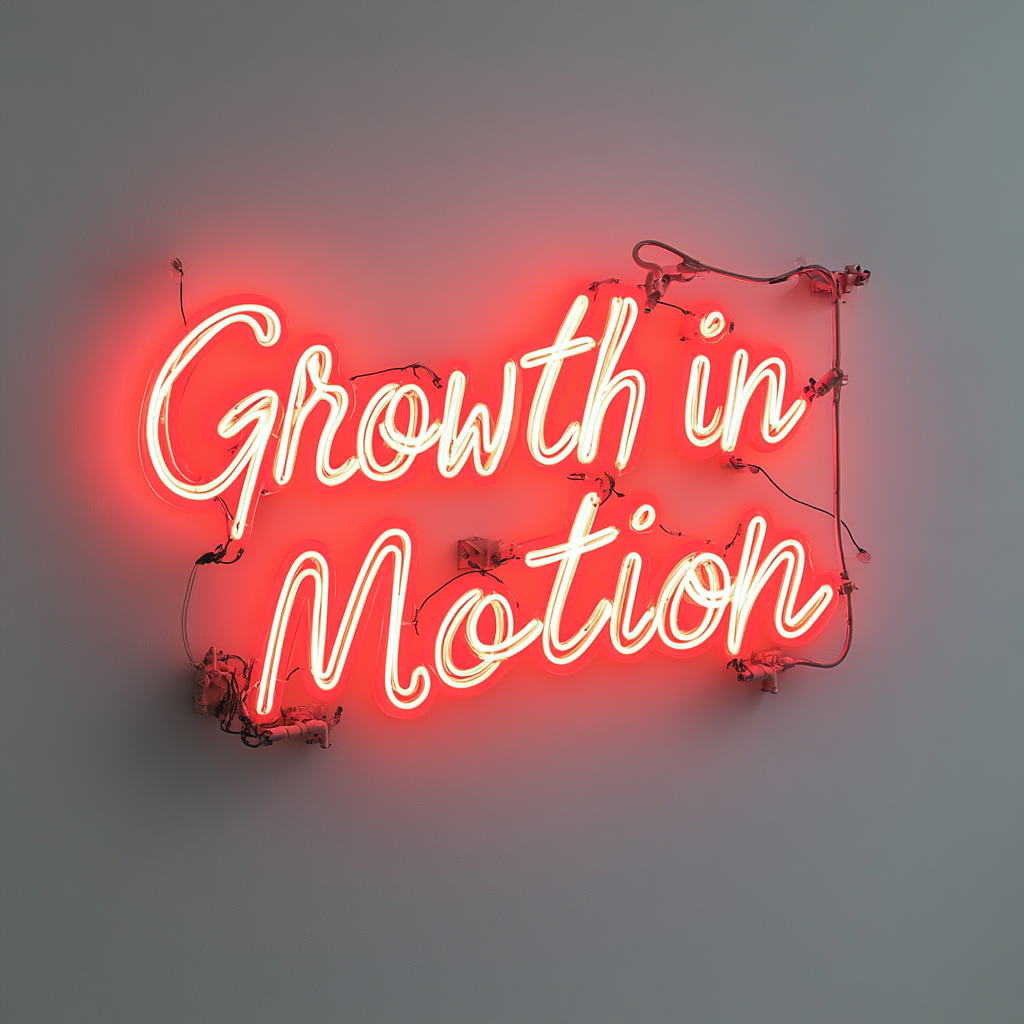 "Growth in Motion" - Red Neon Sign, 24 Inches