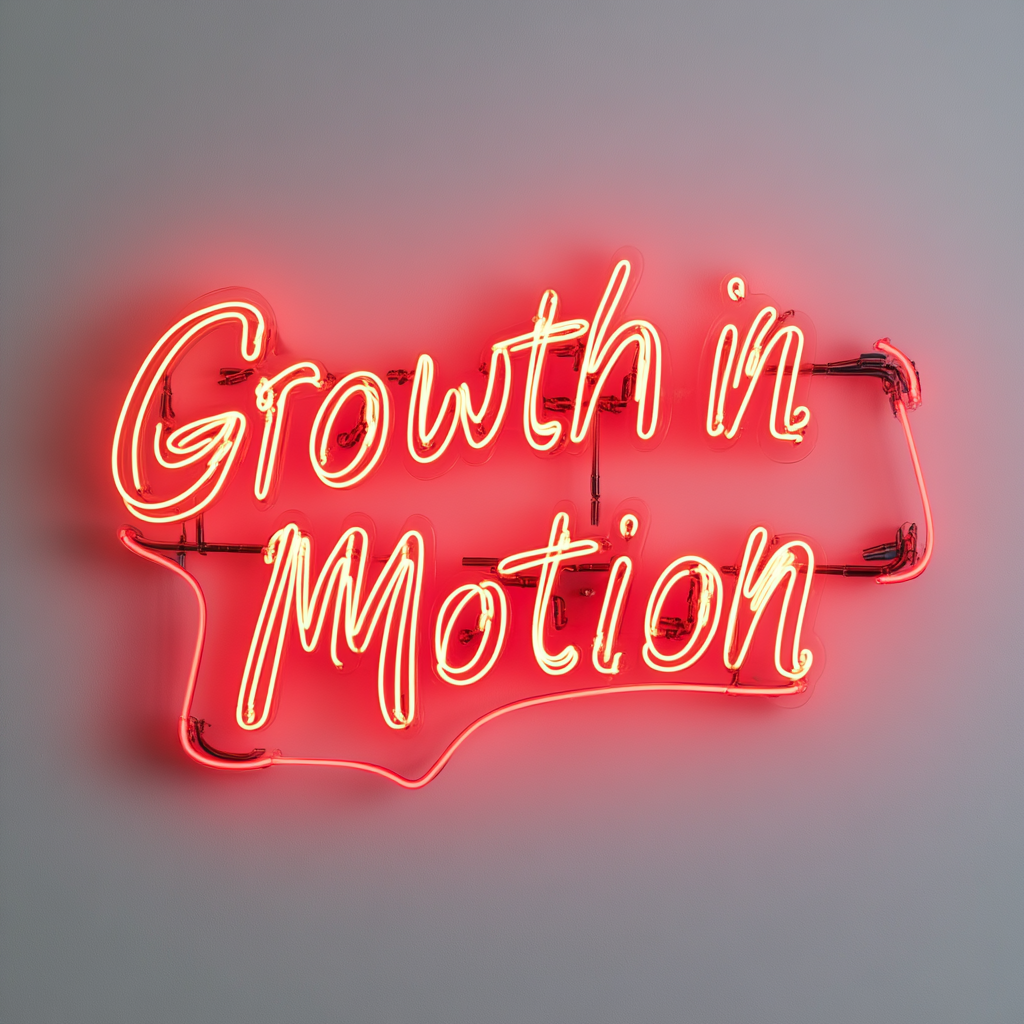 "Growth in Motion" - Red Neon Sign, 24 Inches