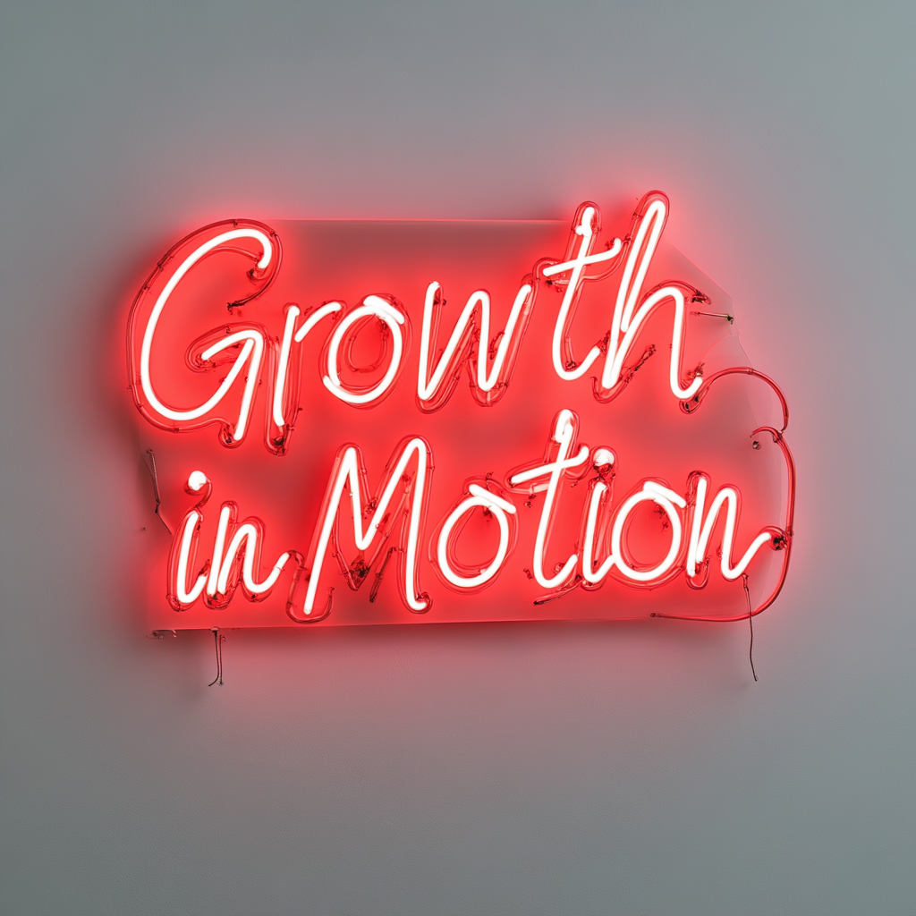 "Growth in Motion" - Red Neon Sign, 24 Inches