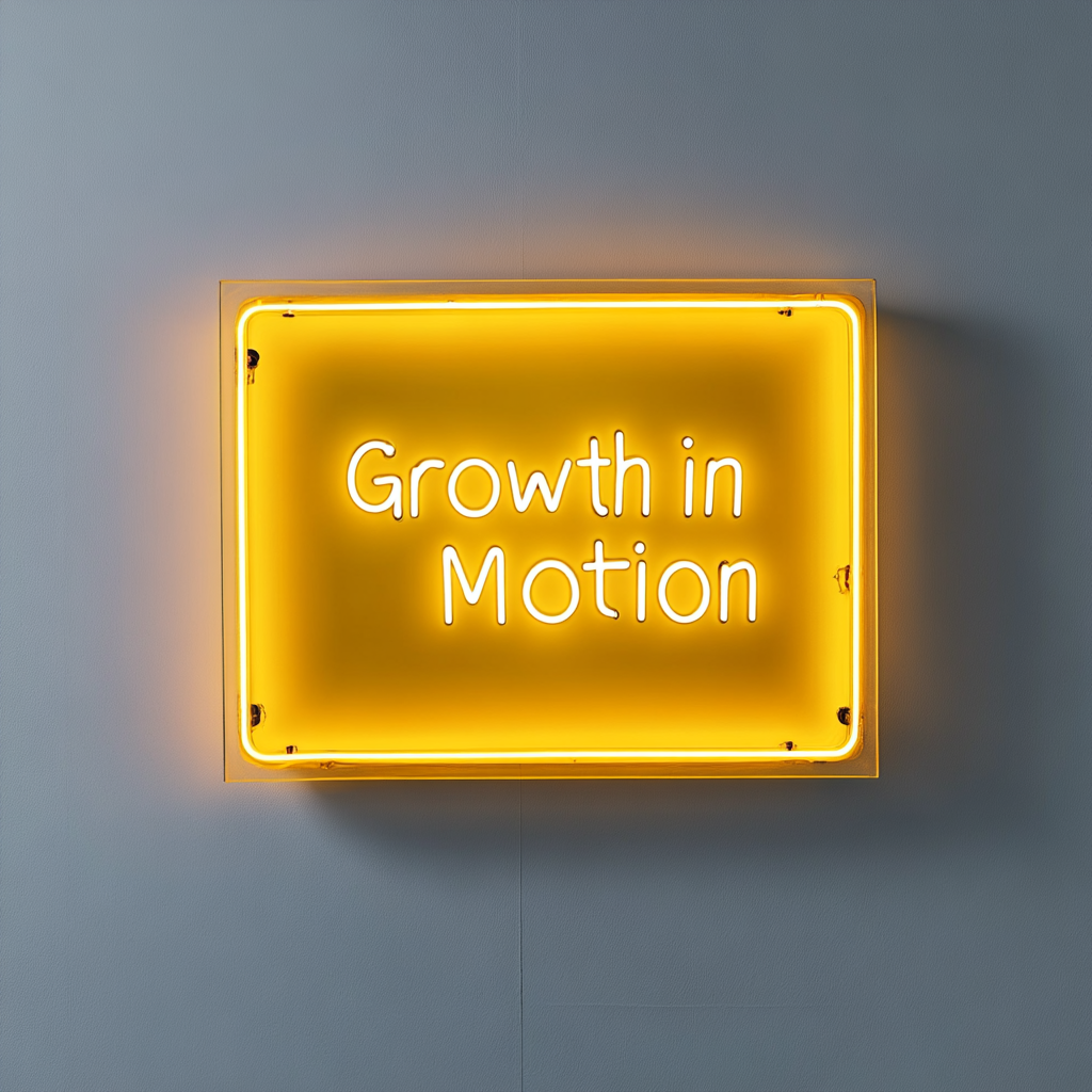 "Growth in Motion" - Yellow Neon Sign, 24 Inches