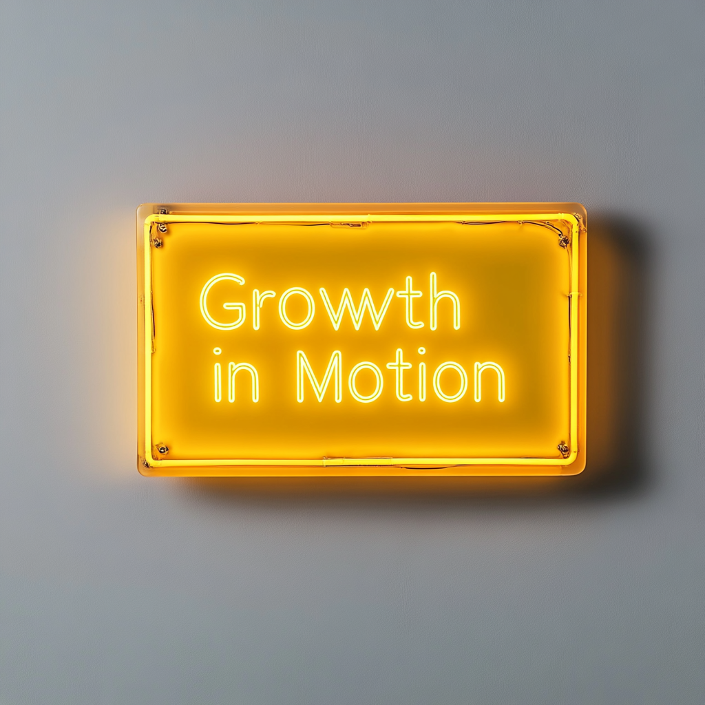 "Growth in Motion" - Yellow Neon Sign, 24 Inches