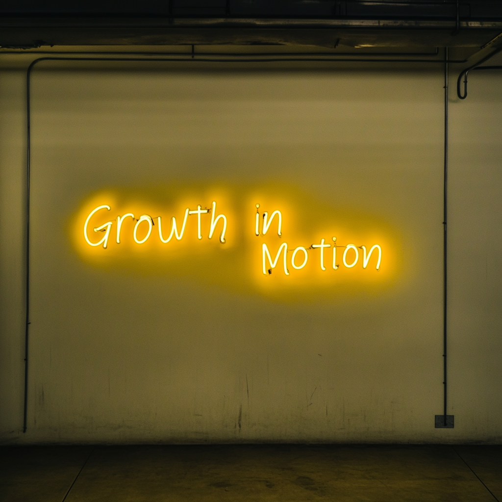 "Growth in Motion" - Yellow Neon Sign, 24 Inches