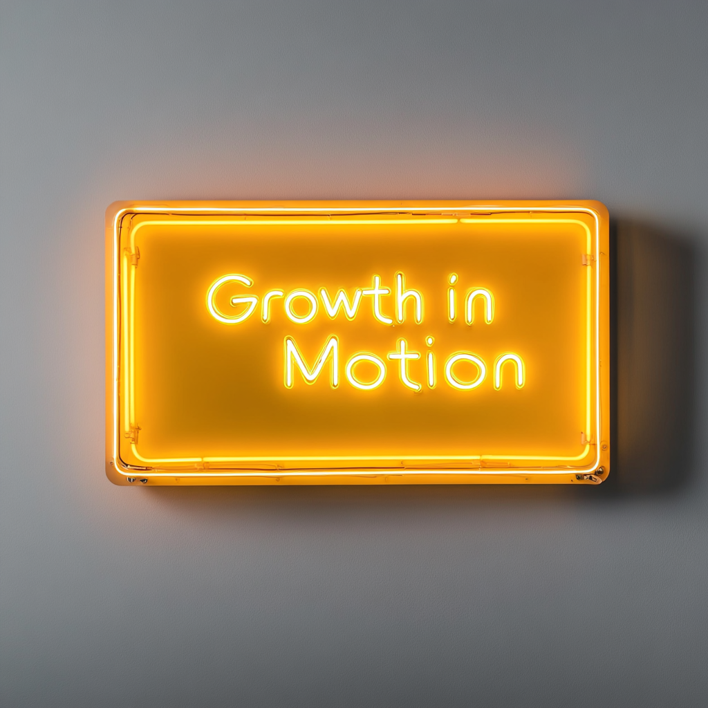 "Growth in Motion" - Yellow Neon Sign, 24 Inches