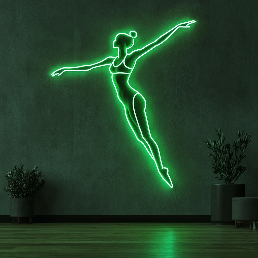 Gymnast - Green Neon Sign, 24 Inches