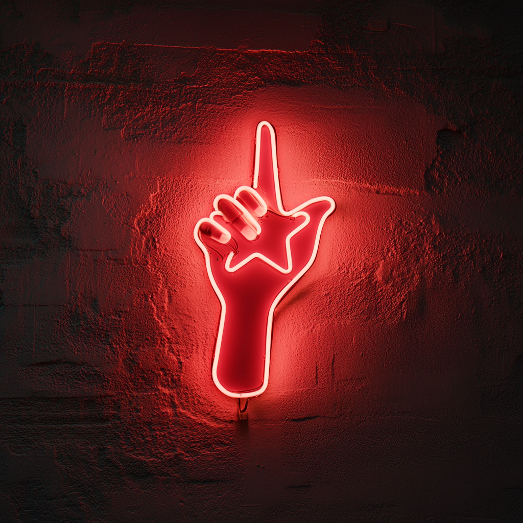 Hand Holding Star - Red Neon Sign, 18 Inches