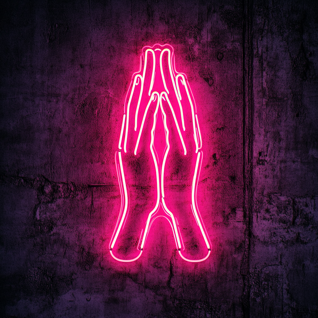 Hands in Prayer - Pink Neon Sign, 24 Inches