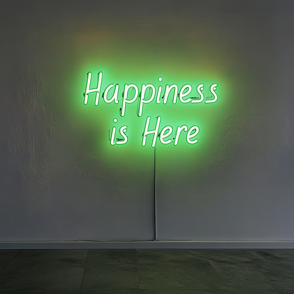 Happiness is Here - Green Neon Sign, 24 Inches