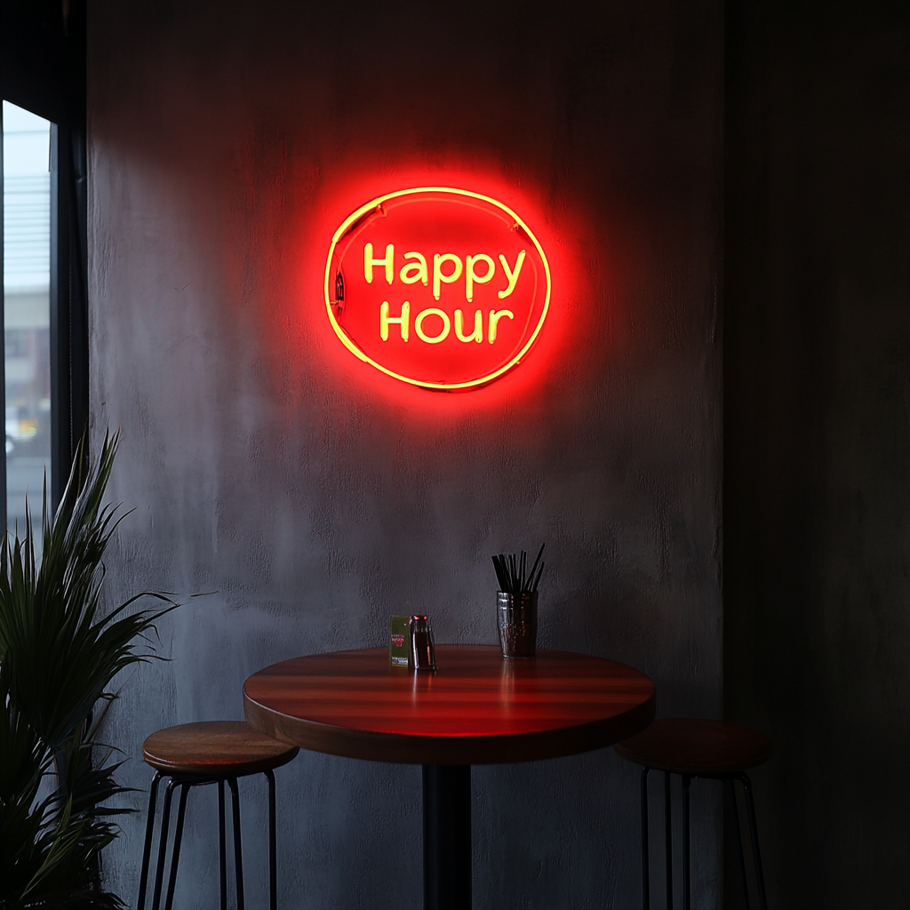Happy Hour - Red Neon Sign, 24 Inches
