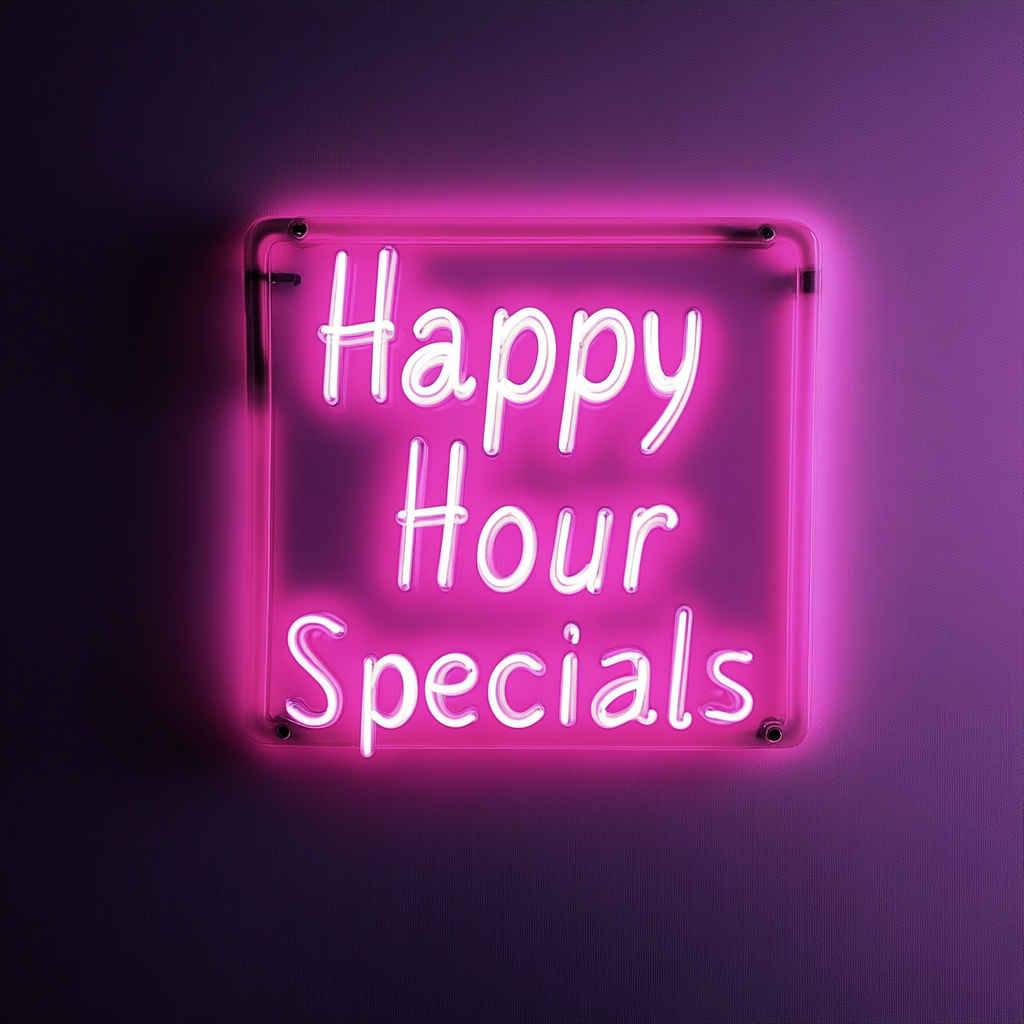 "Happy Hour Specials" - Pink Neon Sign, 24 Inches