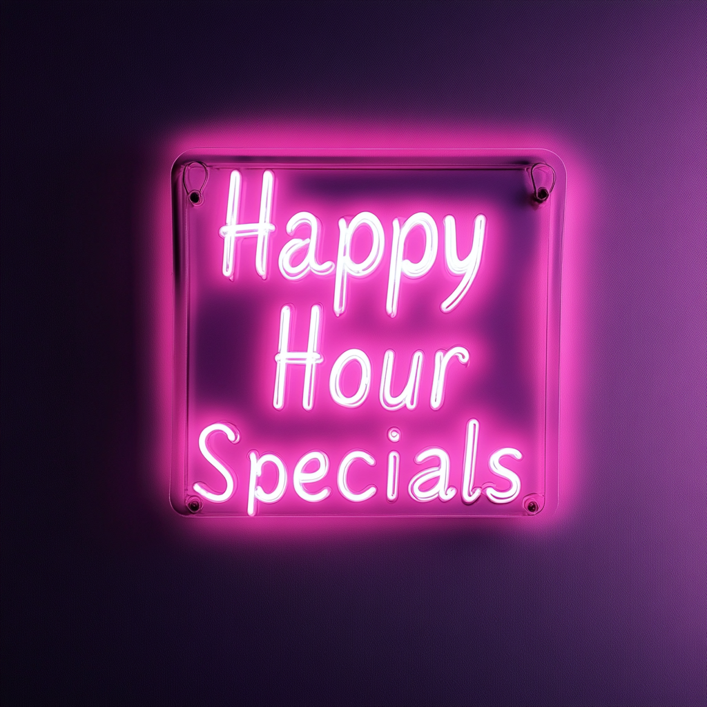 "Happy Hour Specials" - Pink Neon Sign, 24 Inches