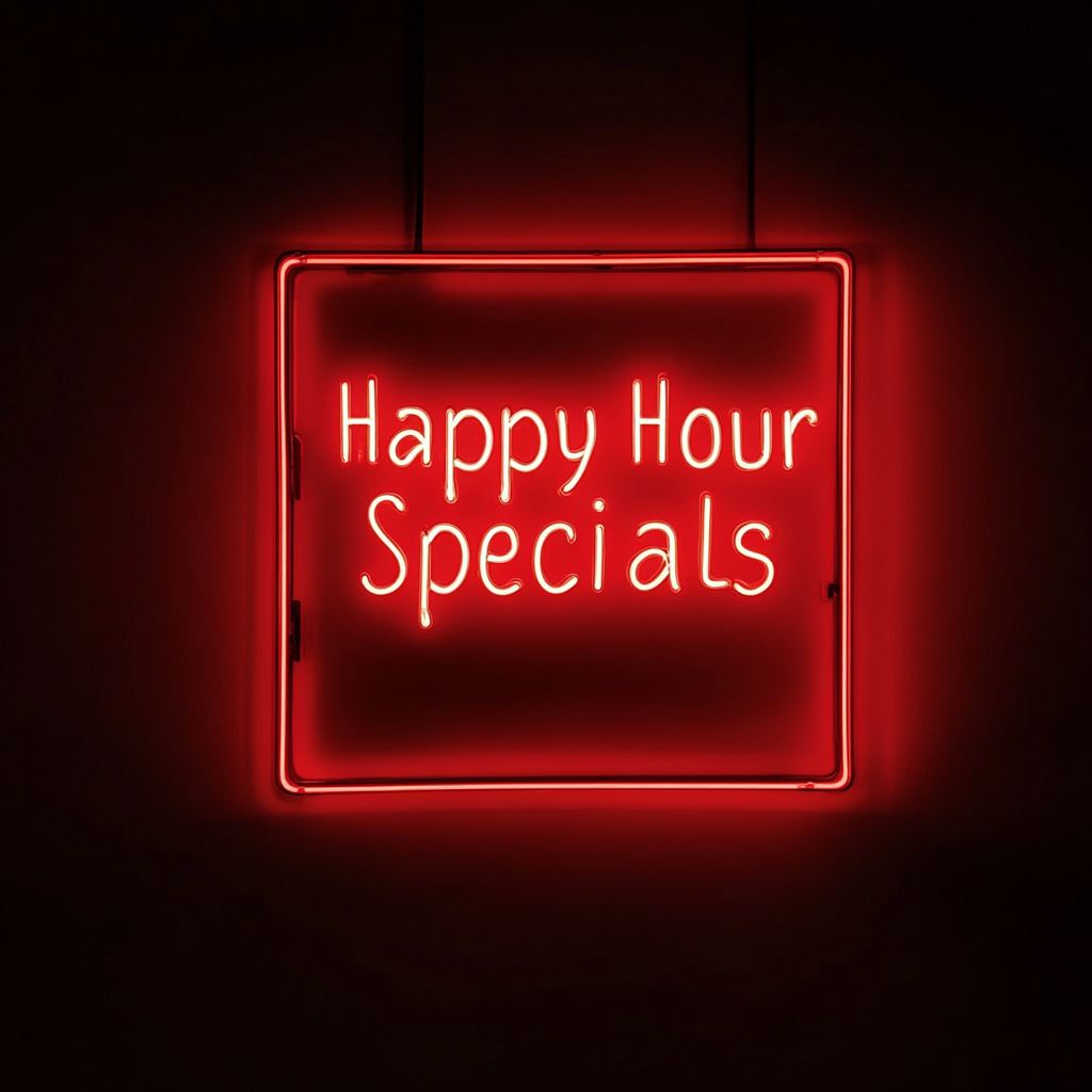 "Happy Hour Specials" - Red Neon Sign, 24 Inches