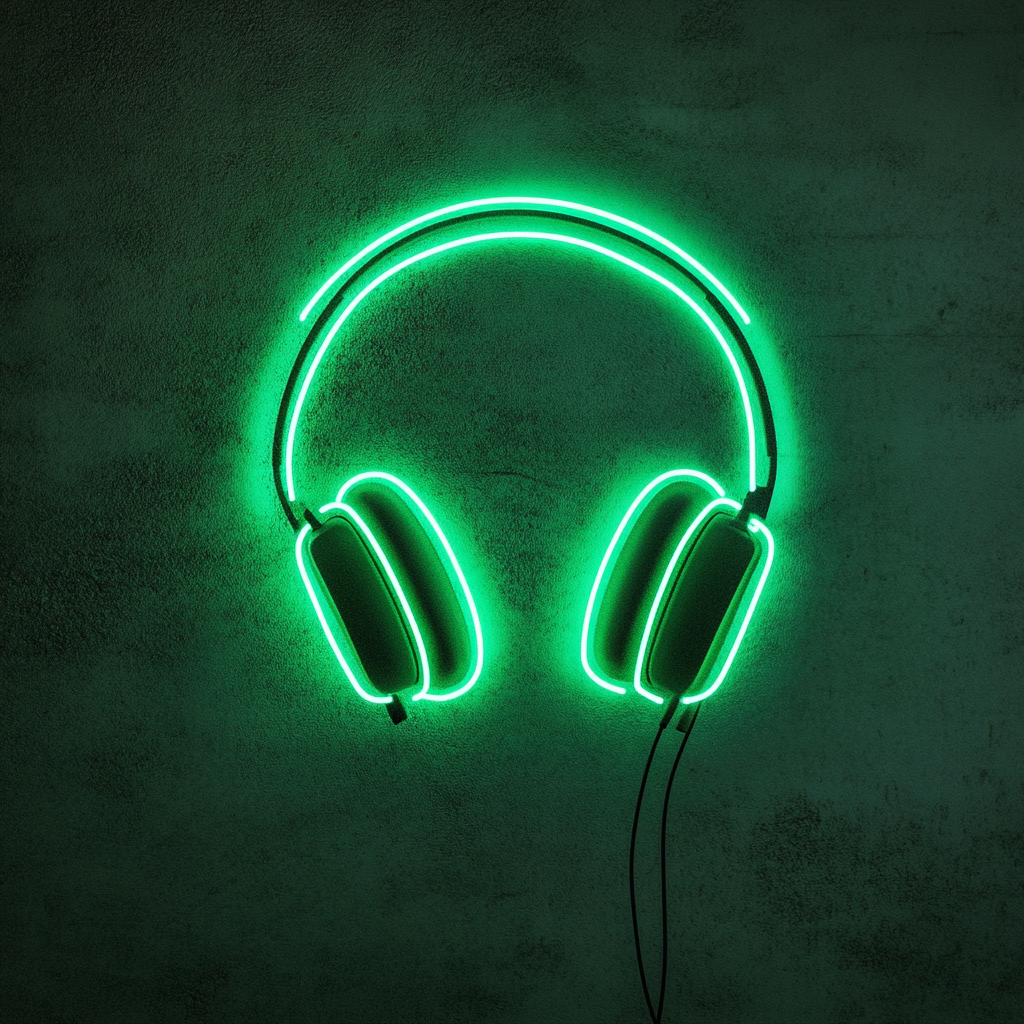 Headphones - Green Neon Sign, 24 Inches