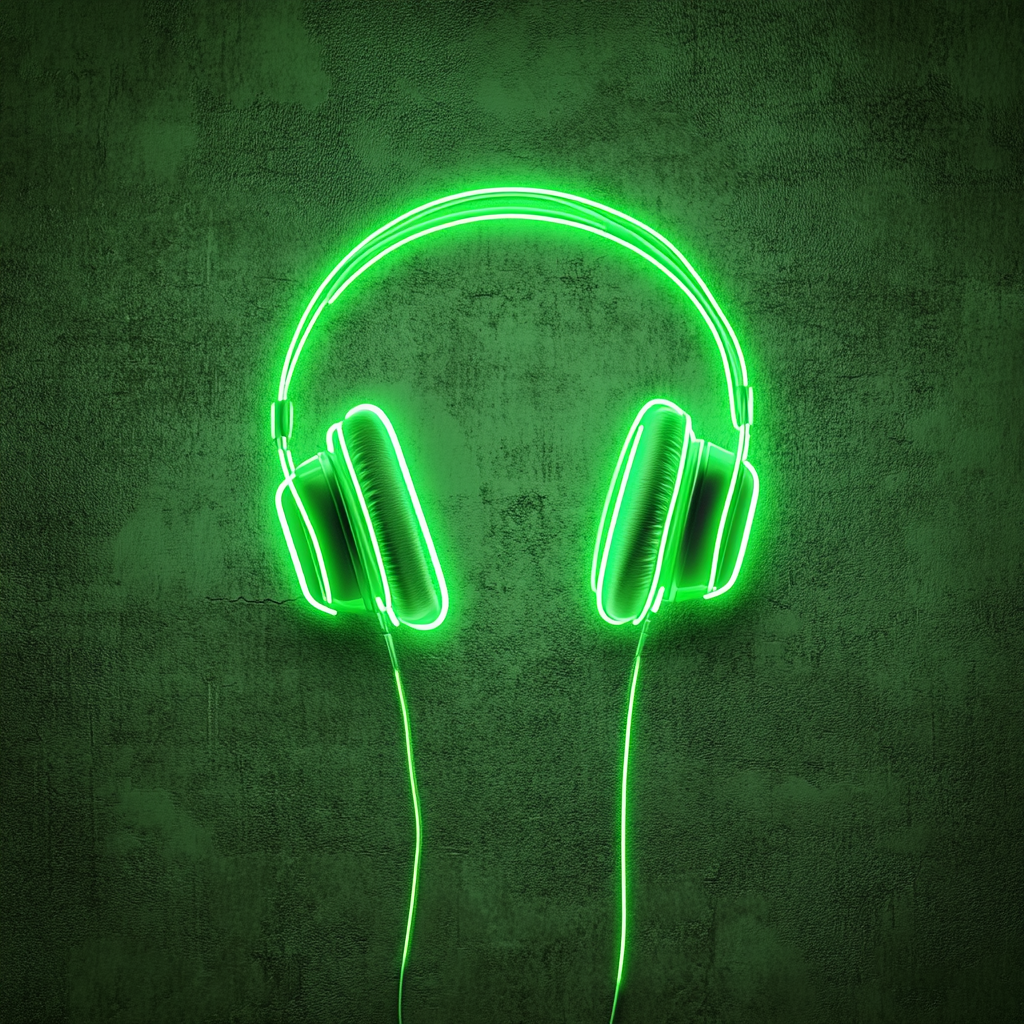 Headphones - Green Neon Sign, 24 Inches