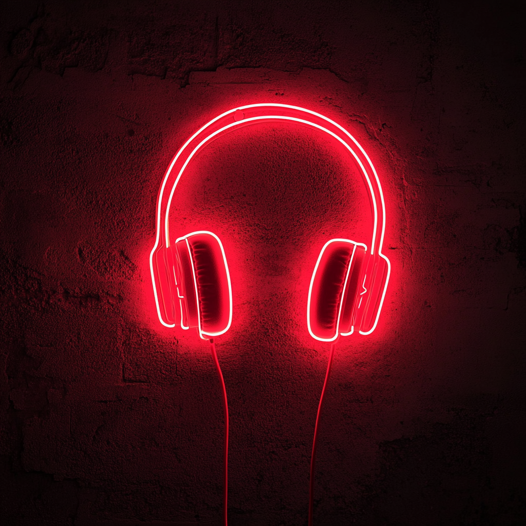 Headphones - Red Neon Sign, 18 Inches