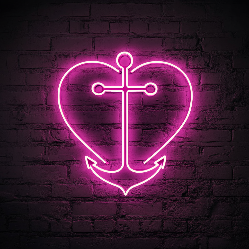 Heart and Anchor - Pink Neon Sign, 24 Inches