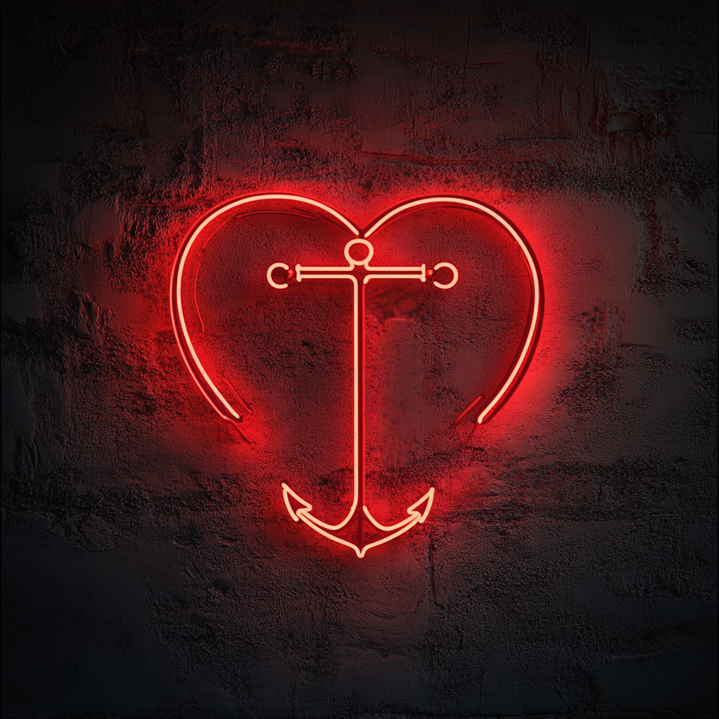 Heart and Anchor - Red Neon Sign, 24 Inches