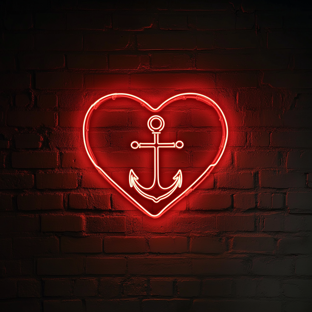 Heart and Anchor - Red Neon Sign, 24 Inches