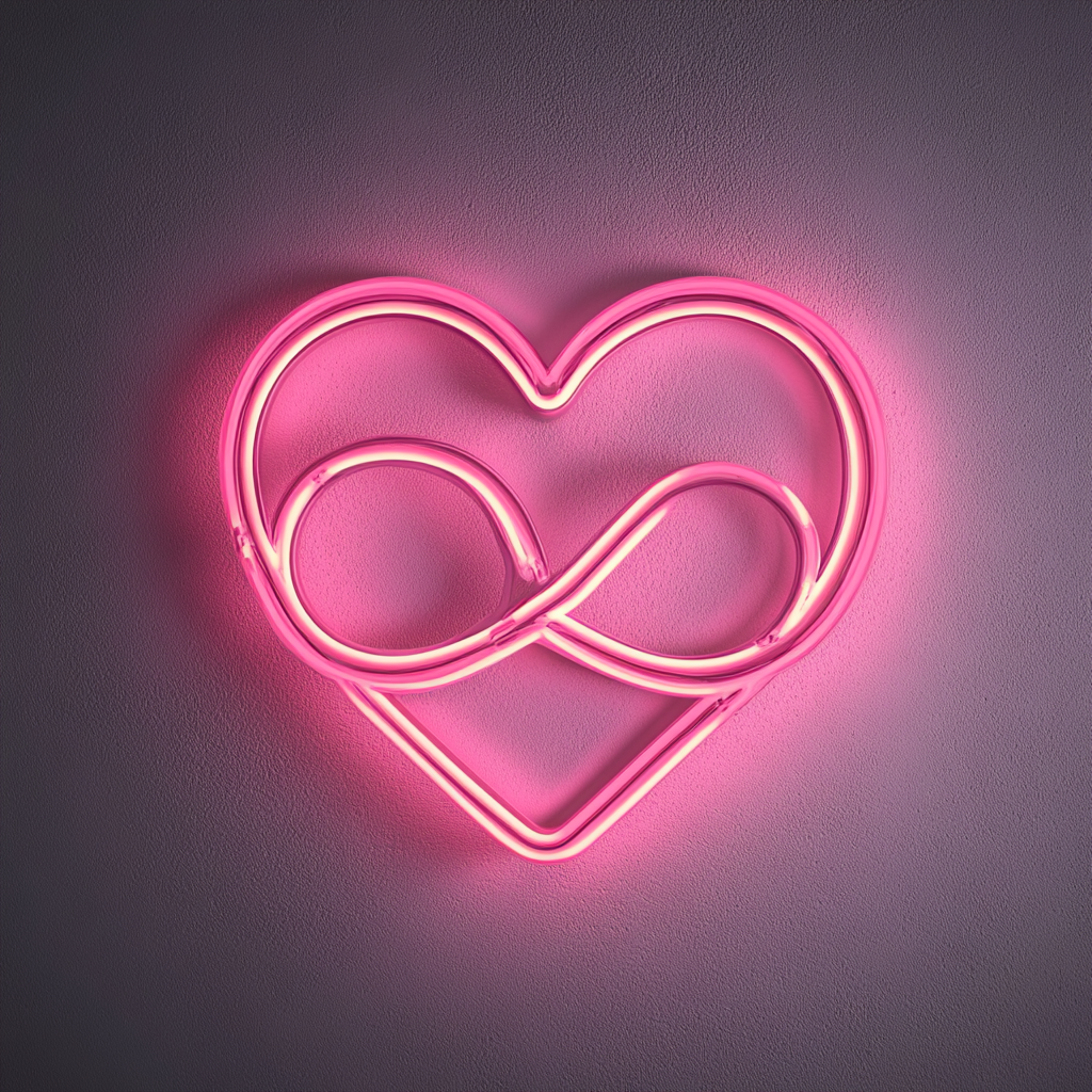 Heart and Infinity Sign - Pink Neon Sign, 18 Inches