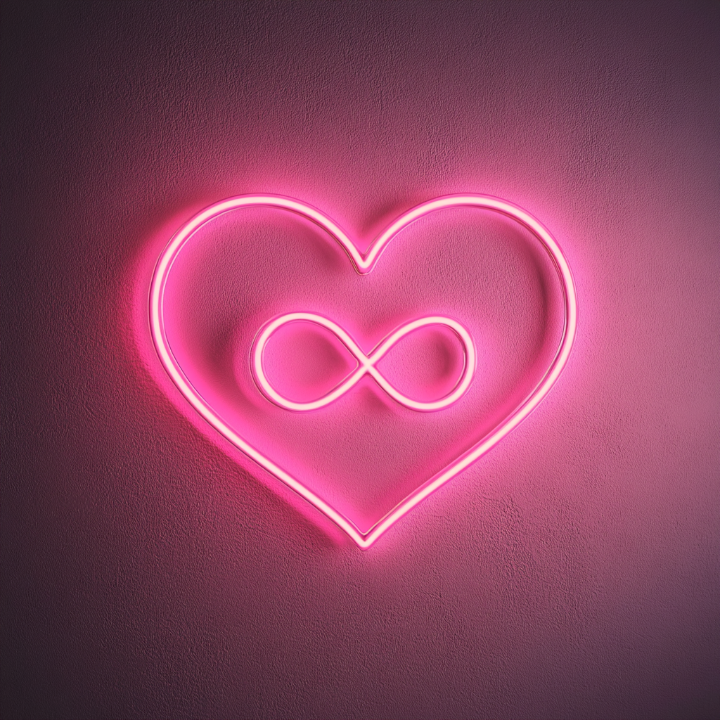 Heart and Infinity Sign - Pink Neon Sign, 18 Inches
