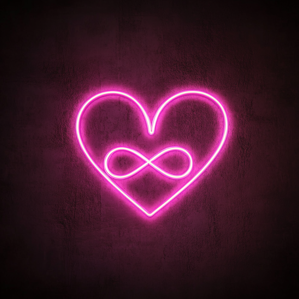 Heart and Infinity Sign - Pink Neon Sign, 18 Inches