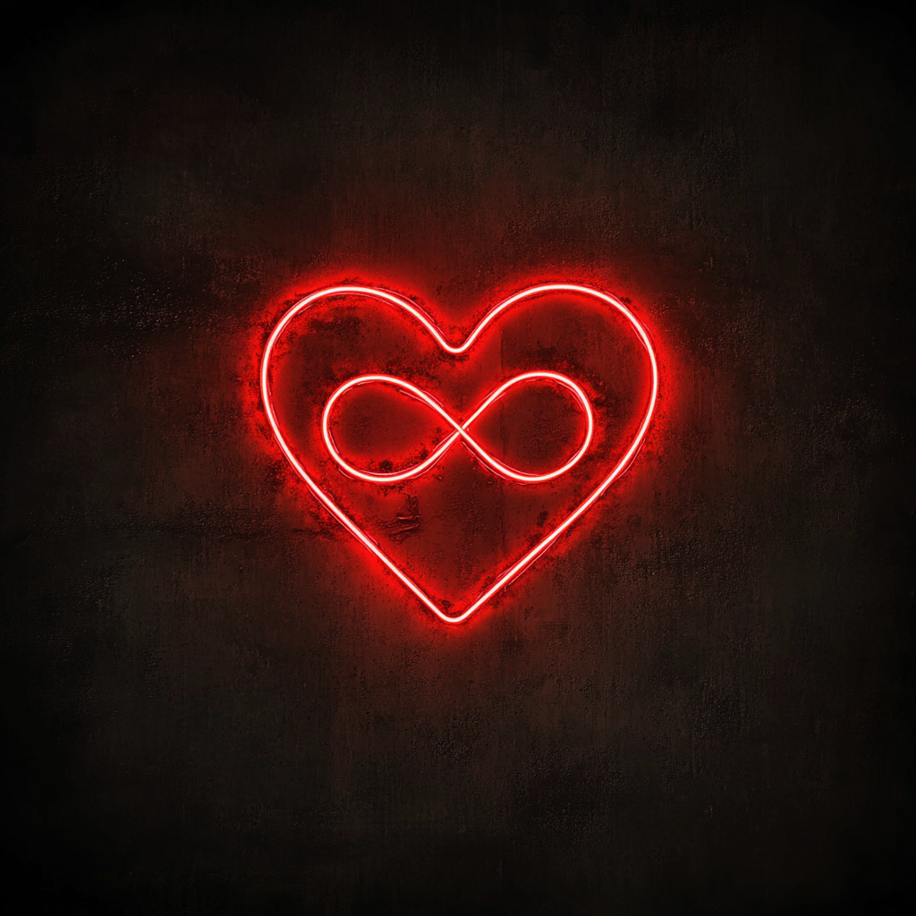Heart and Infinity Sign - Red Neon Sign, 18 Inches