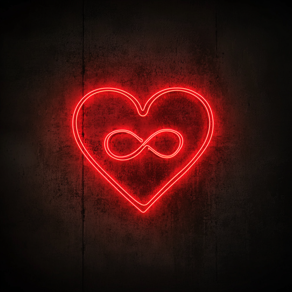 Heart and Infinity Sign - Red Neon Sign, 18 Inches