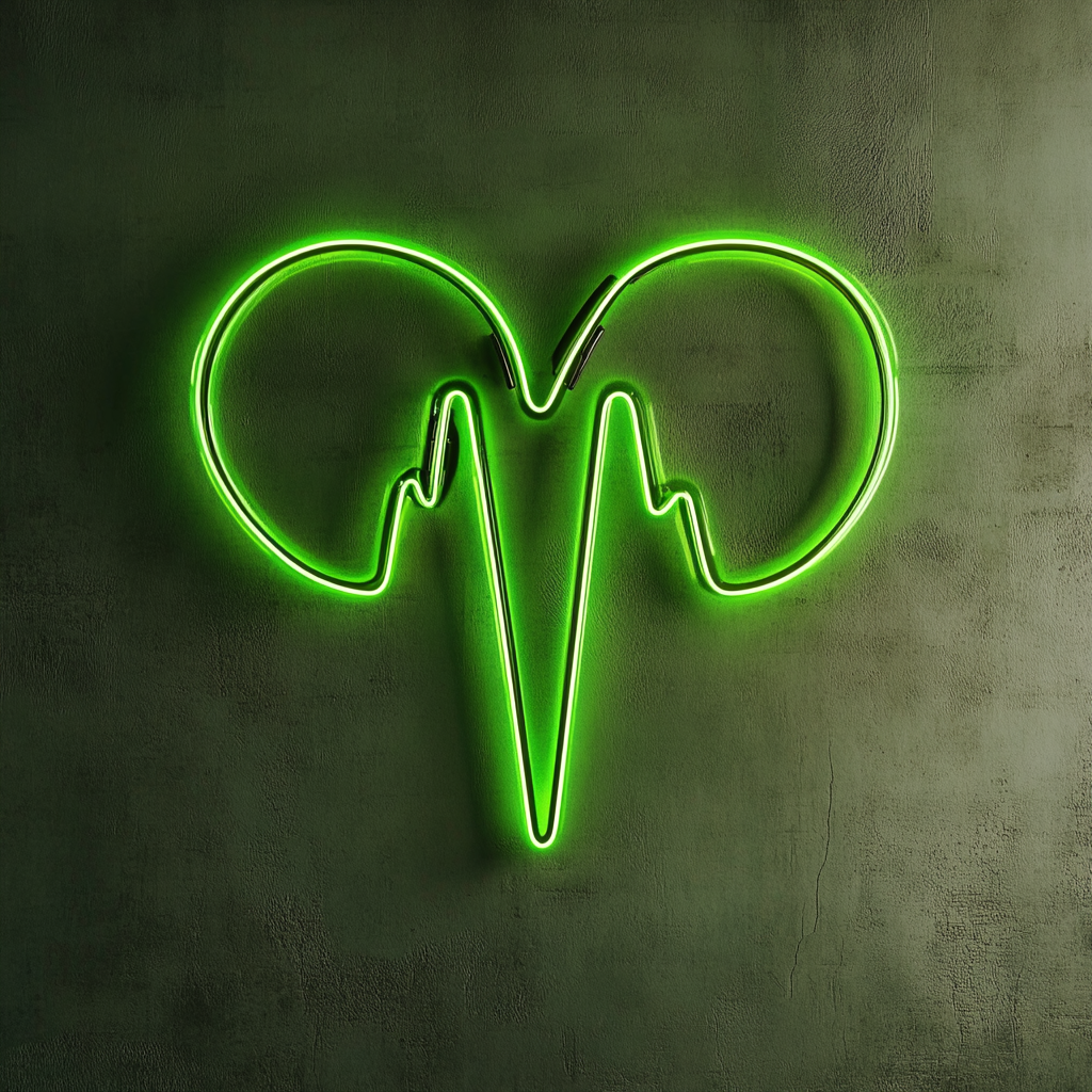 Heartbeat Line - Green Neon Sign, 18 Inches