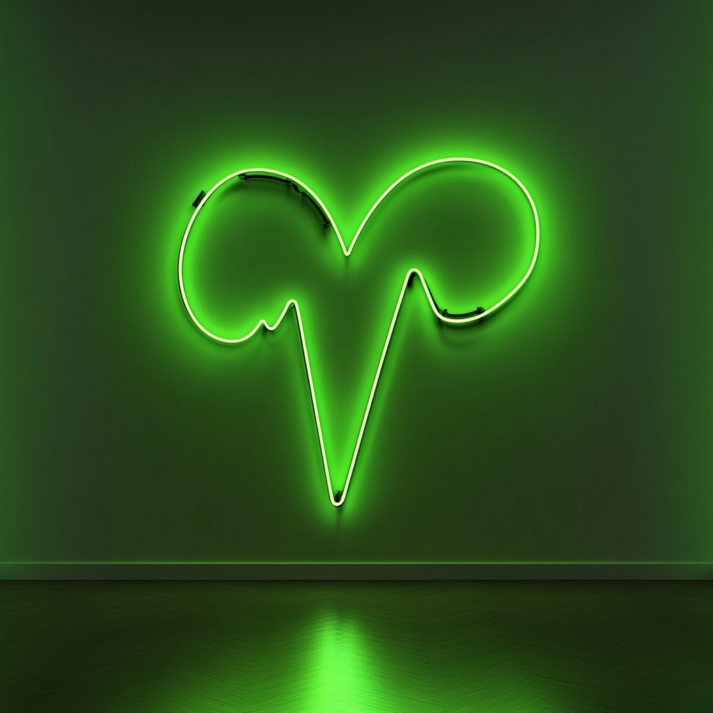 Heartbeat Line - Green Neon Sign, 18 Inches