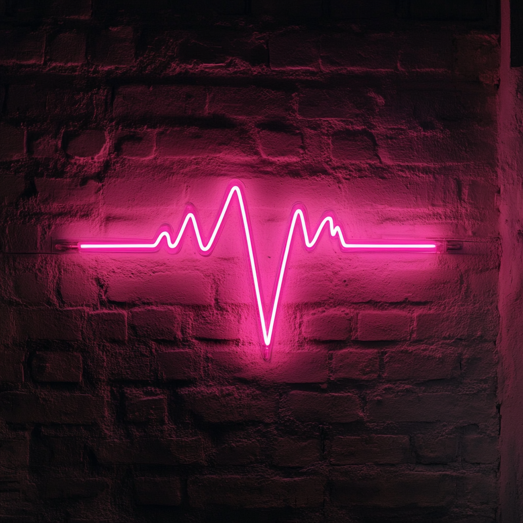 Heartbeat Line - Pink Neon Sign, 24 Inches