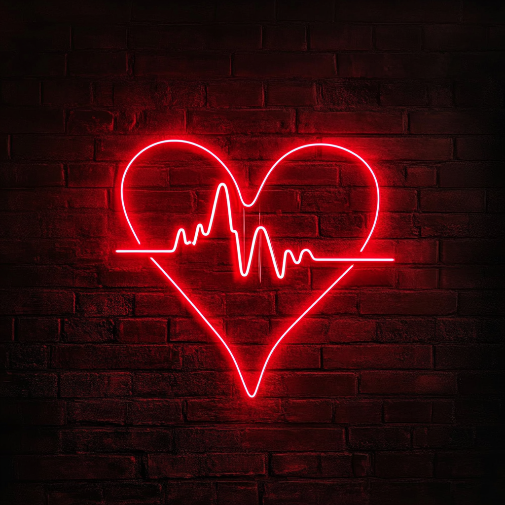 Heartbeat Line - Red Neon Sign, 24 Inches