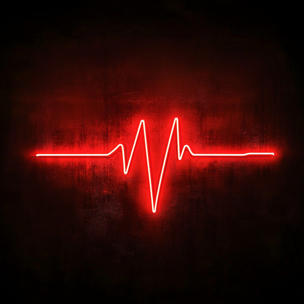 Heartbeat Line - Red Neon Sign, 24 Inches