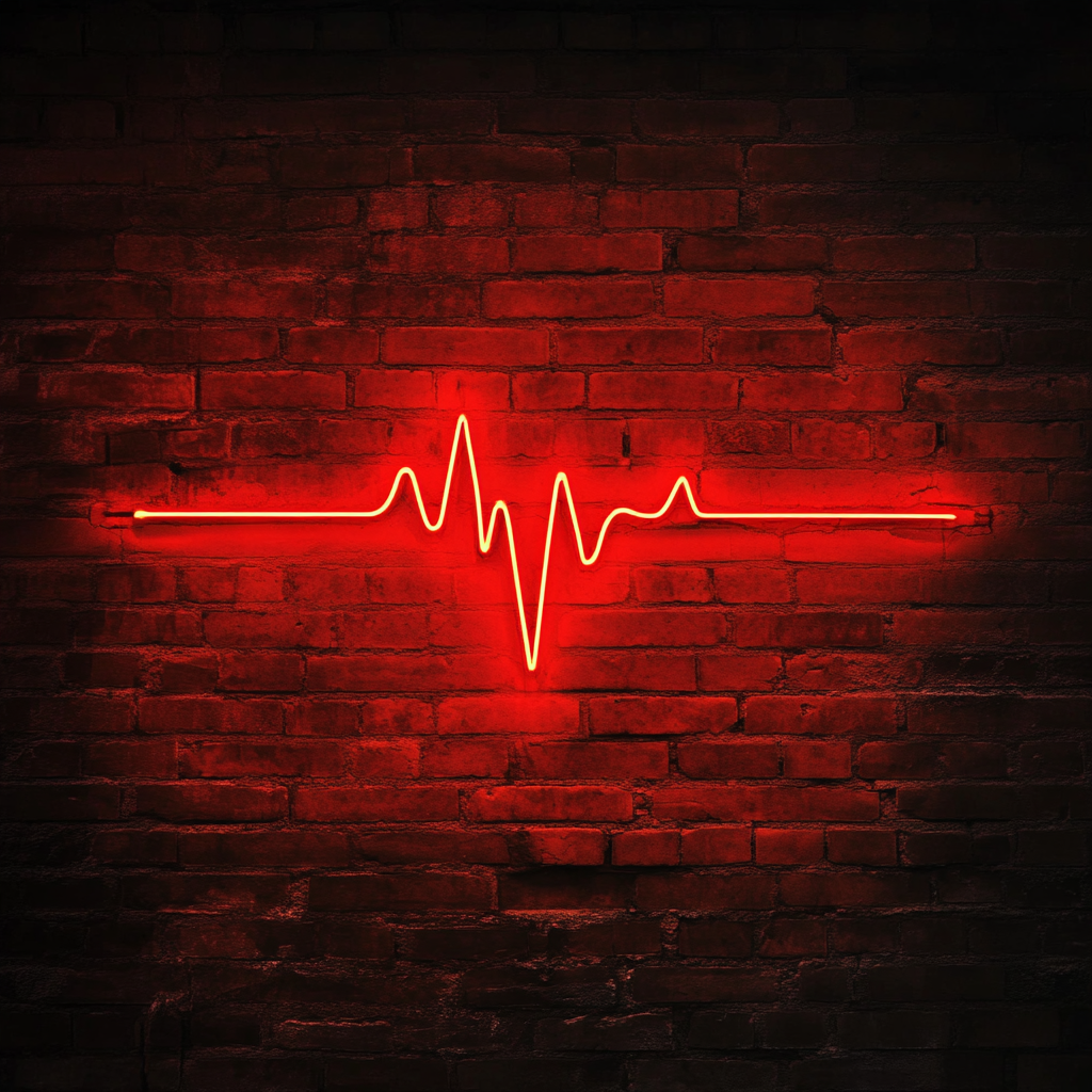 Heartbeat Line - Red Neon Sign, 18 Inches