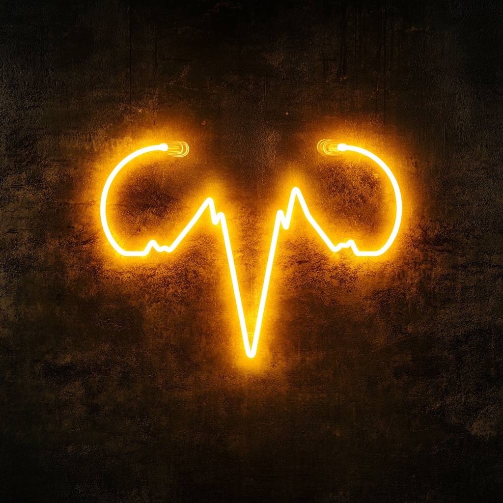 Heartbeat Line - Yellow Neon Sign, 18 Inches