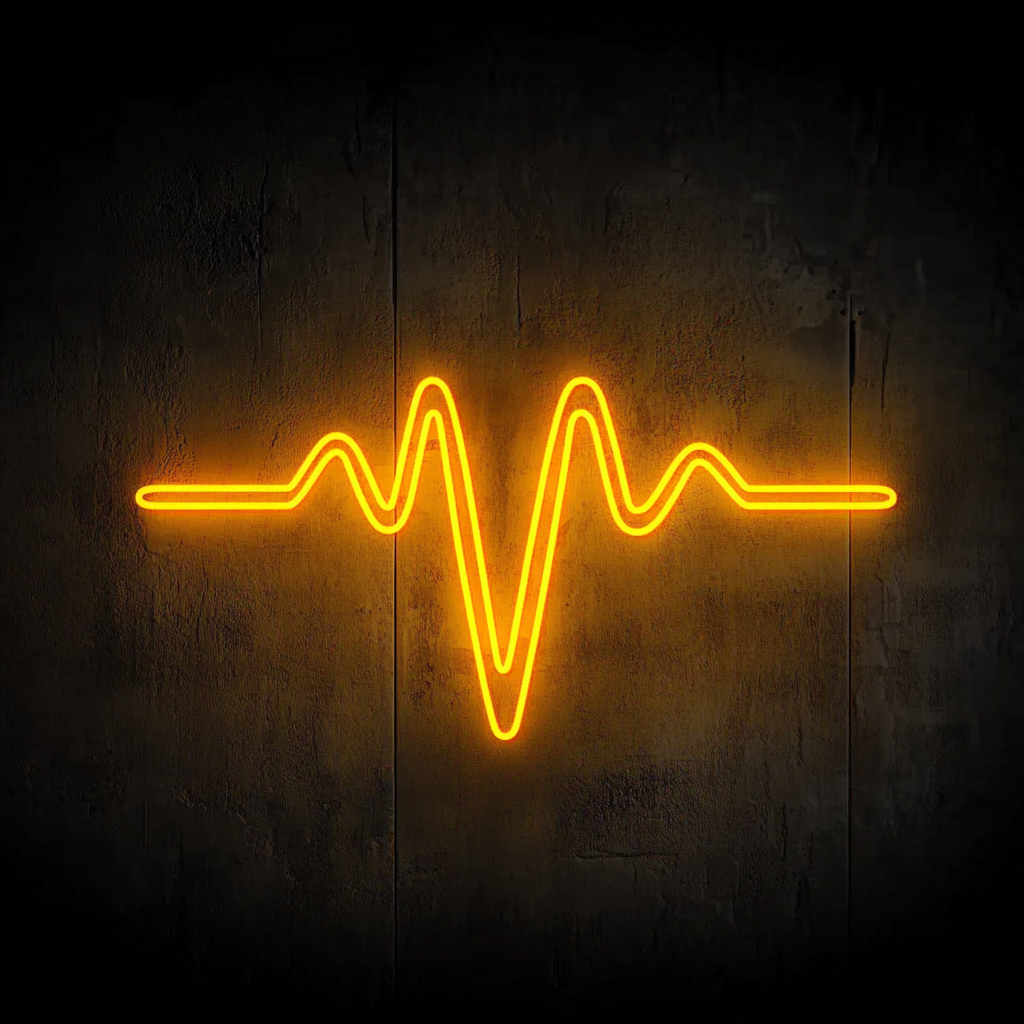 Heartbeat Line - Yellow Neon Sign, 18 Inches