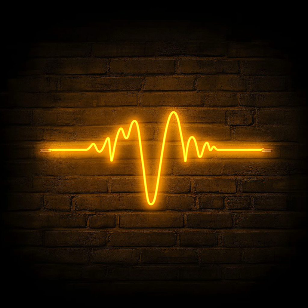 Heartbeat Line - Yellow Neon Sign, 18 Inches