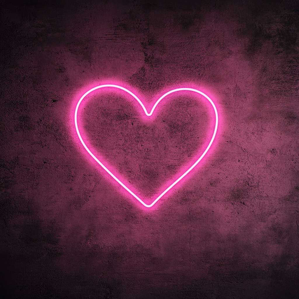 Heart Outline - Pink Neon Sign, 24 Inches