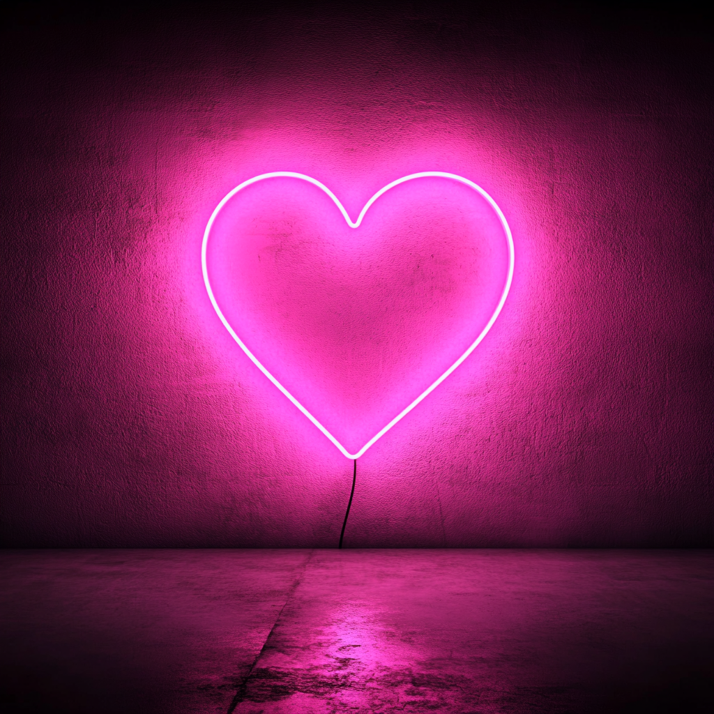 Heart Outline - Pink Neon Sign, 24 Inches