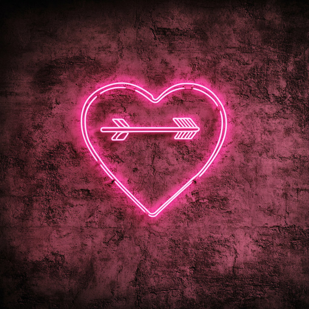 Heart with Arrow - Pink Neon Sign, 18 Inches