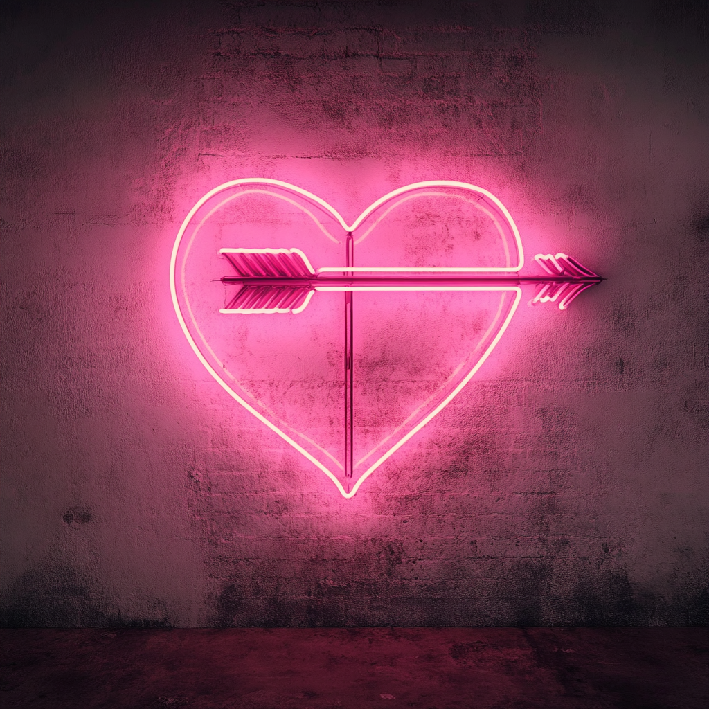 Heart with Arrow - Pink Neon Sign, 24 Inches