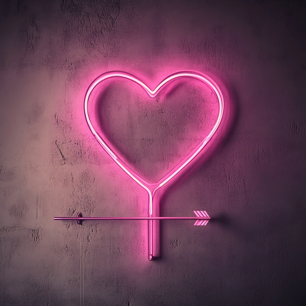 Heart with Arrow - Pink Neon Sign, 24 Inches