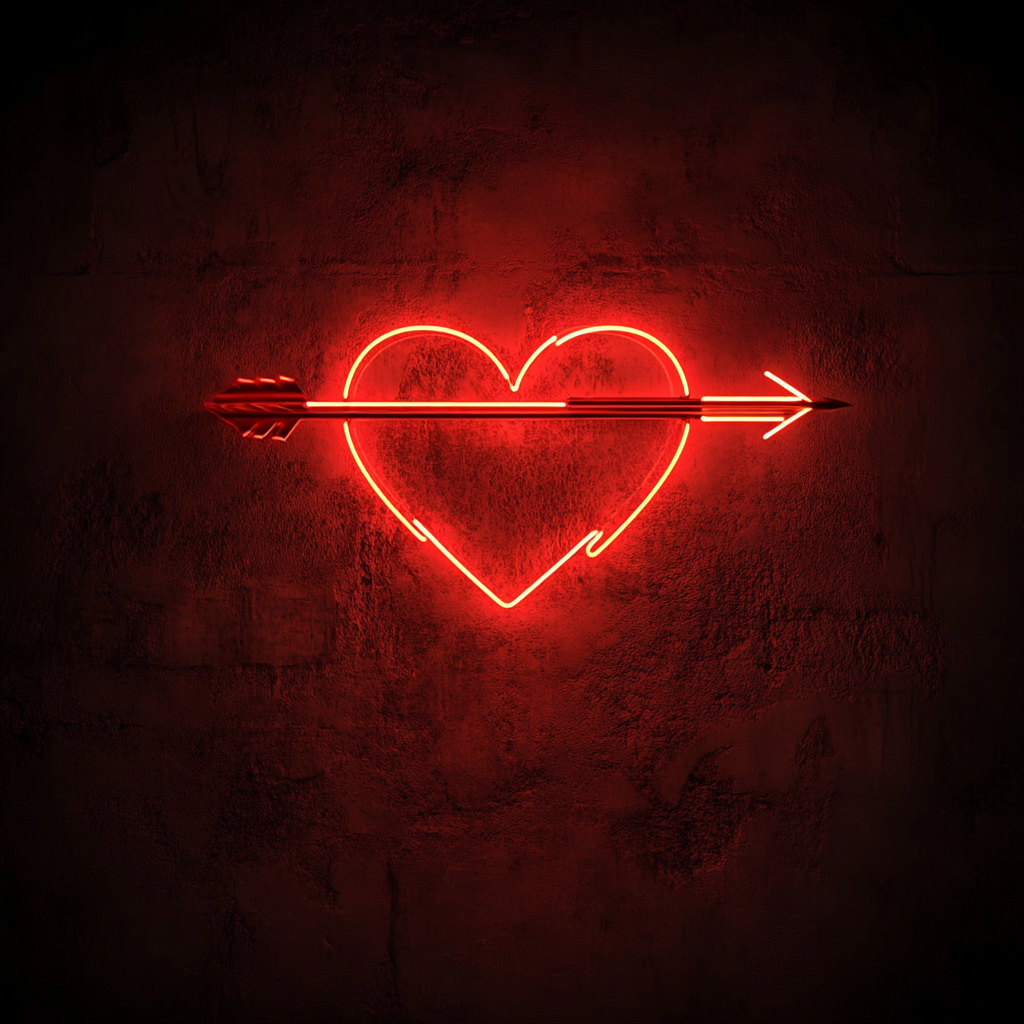 Heart with Arrow - Red Neon Sign, 24 Inches