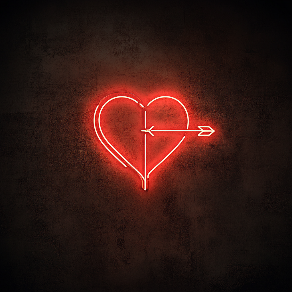 Heart with Arrow - Red Neon Sign, 24 Inches