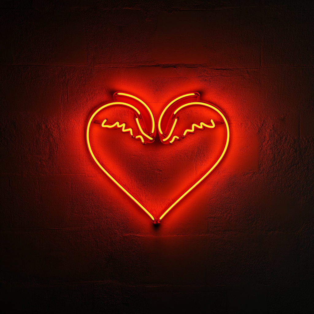 Heart with Wings - Red Neon Sign, 18 Inches