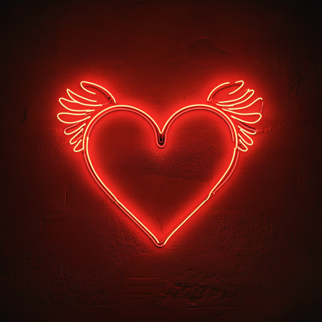 Heart with Wings - Red Neon Sign, 24 Inches