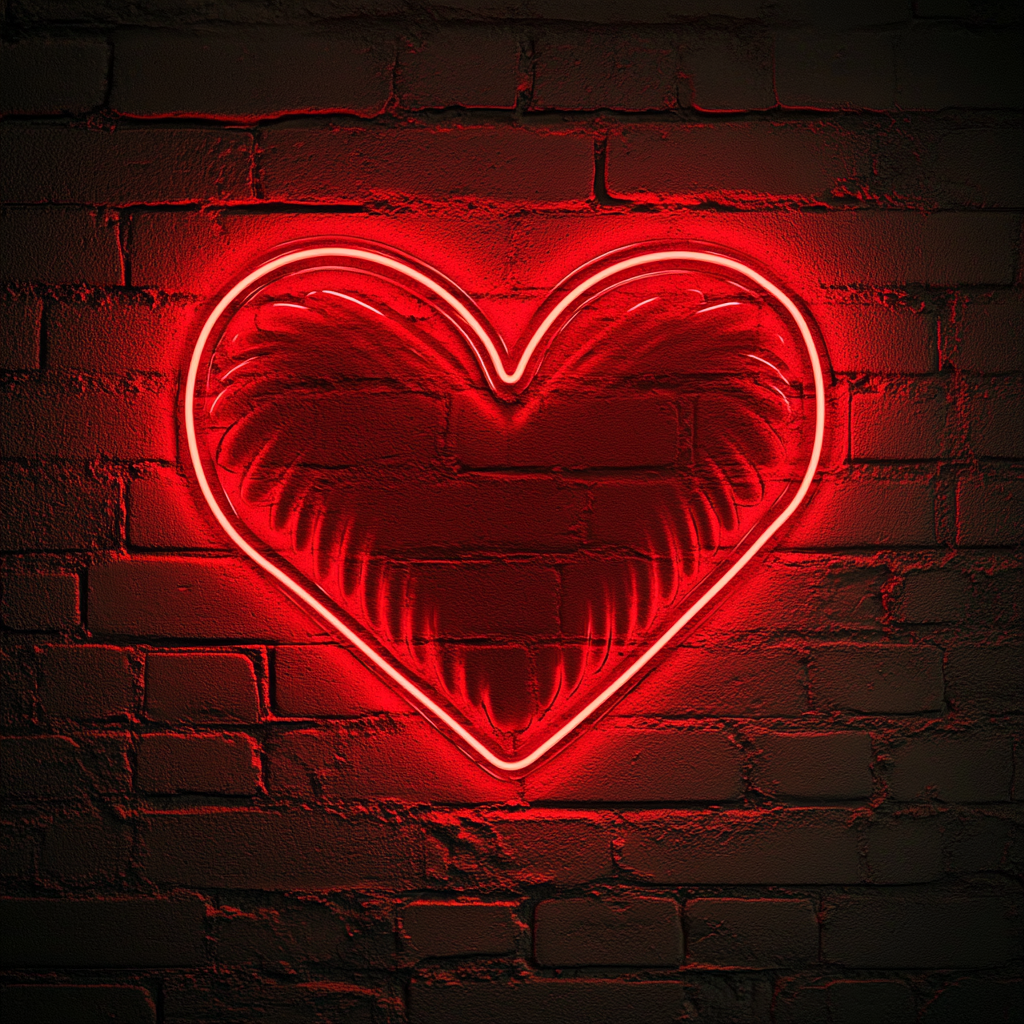 Heart with Wings - Red Neon Sign, 24 Inches