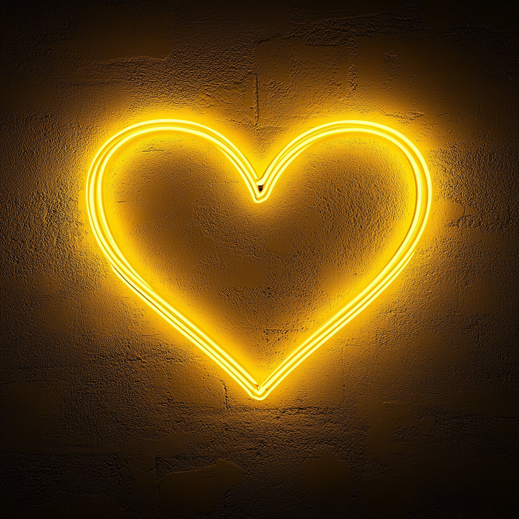 Heart with Wings - Yellow Neon Sign, 24 Inches