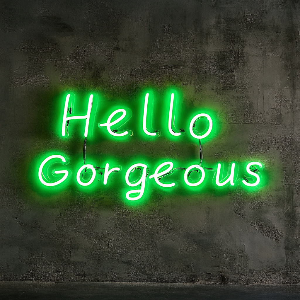 Hello Gorgeous - Green Neon Sign, 18 Inches