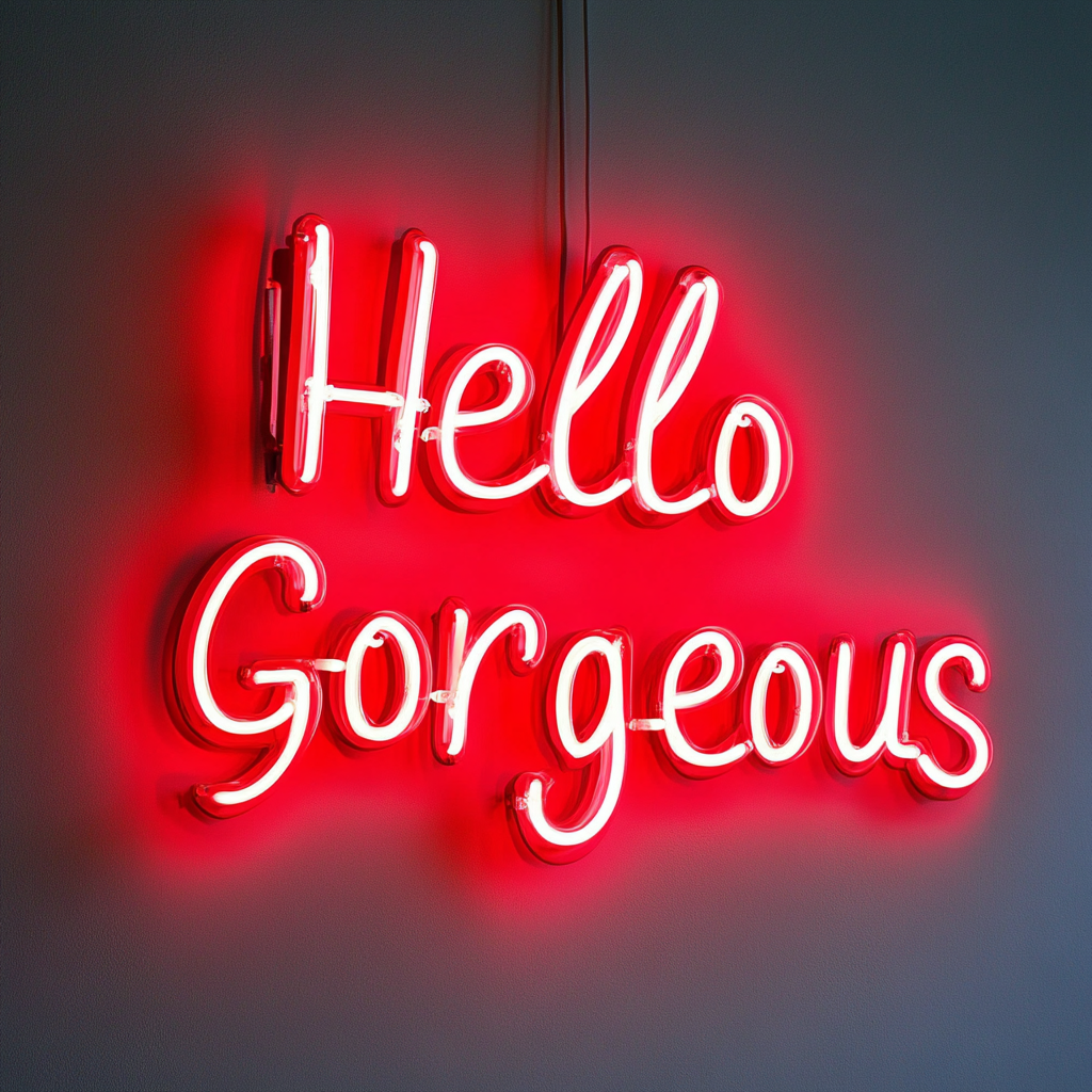 Hello Gorgeous - Red Neon Sign, 18 Inches